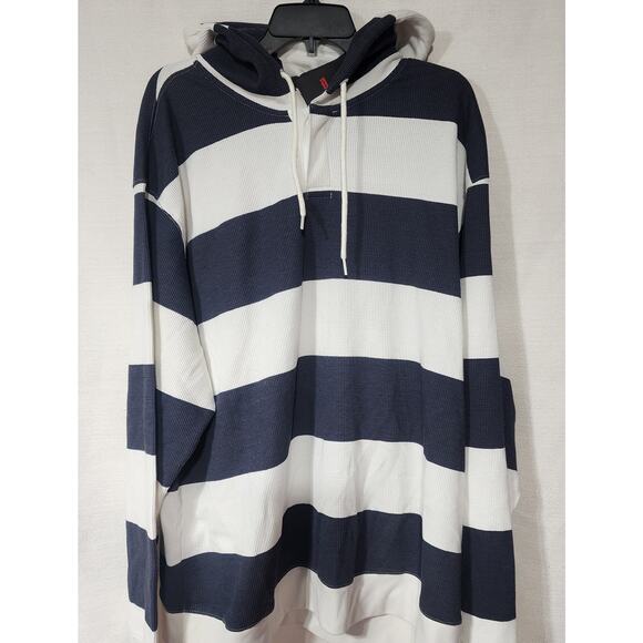 Levi's blue and white thermal Rugby hoodie men size XXL - Picture 6 of 8